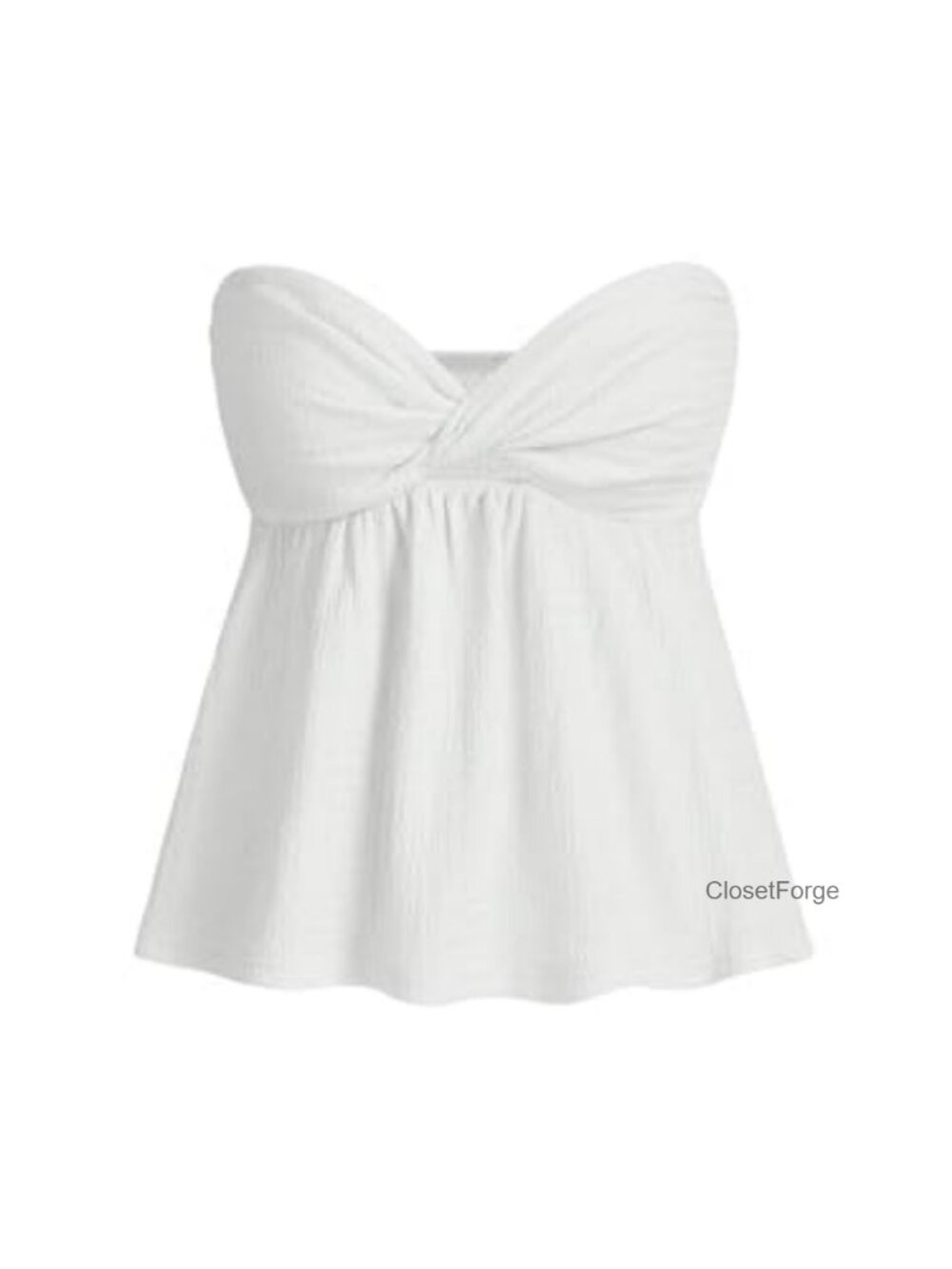 Women's Twist Front Peplum Tube Top Strapless Sleeveless Bandeau Top